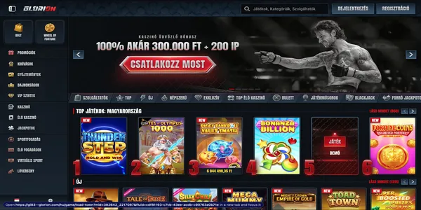 Glorion Casino pagina de start pe mobil