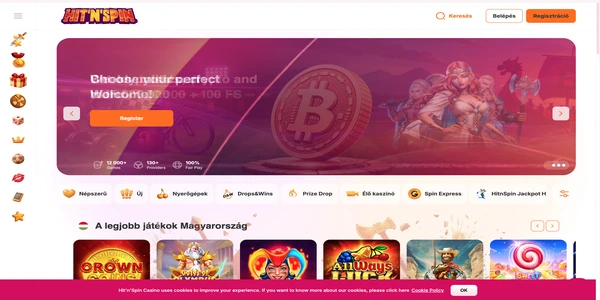Hit'n'Spin Casino pagina de start pe mobil