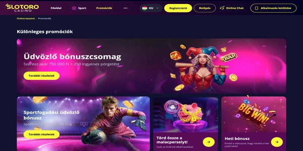Slotoro Casino pagina de bonus de bun venit pe mobil