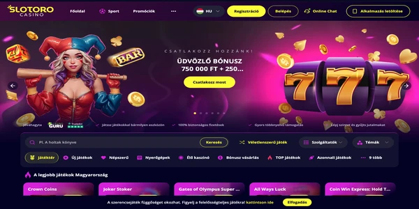 Slotoro Casino pagina de start pe mobil